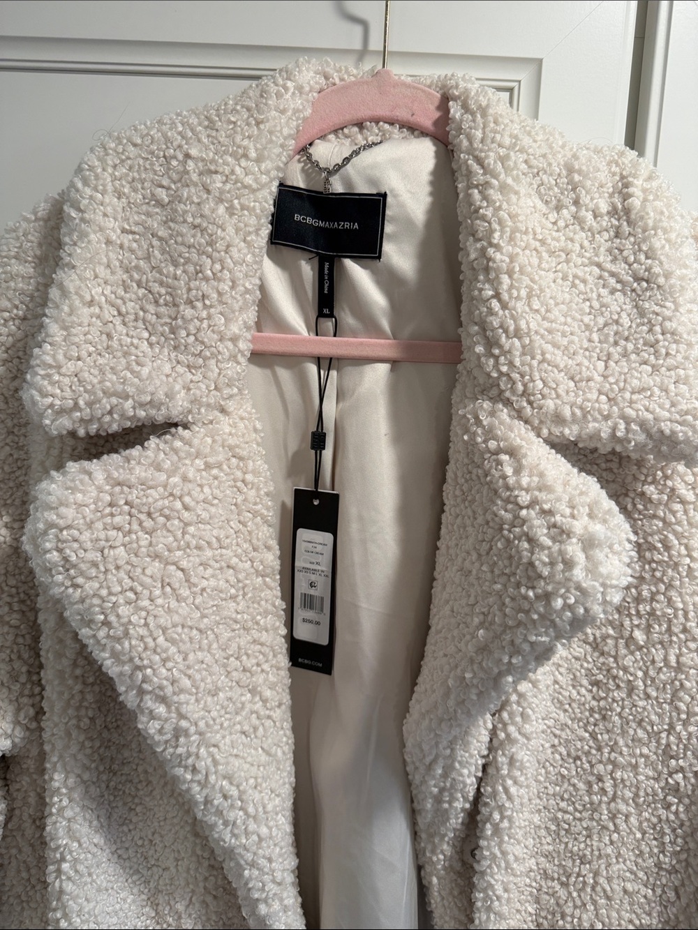 BCBGMaxAzria Ivory Teddy Coat with Plush Texture